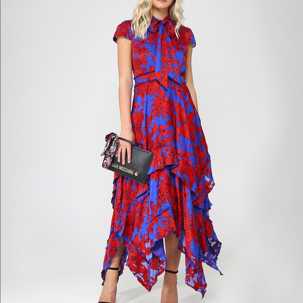 Alice + Olivia mid silk dress with appliqués